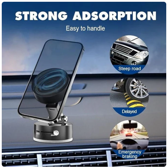 Vacuum Magnetic Suction Phone Holder - Foldable 360-degree Rotatable & Works Everywhere
